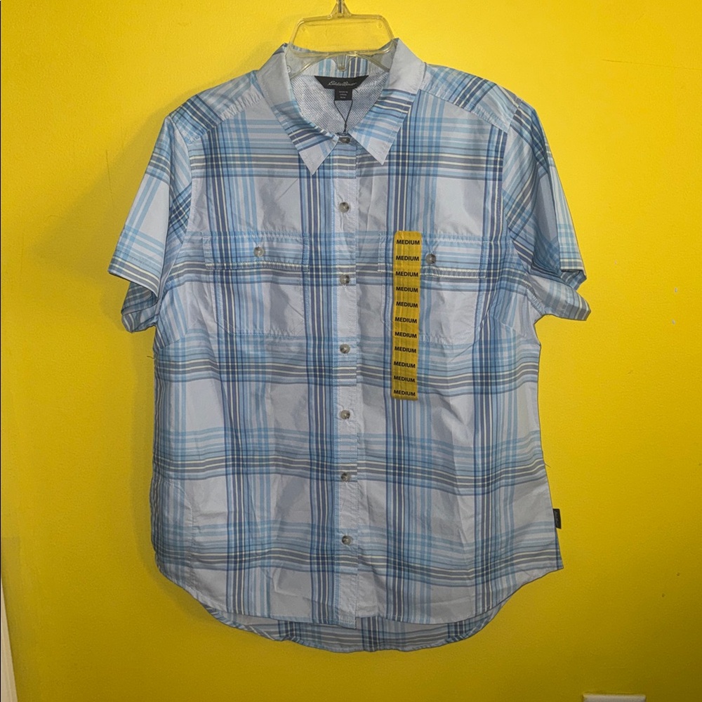 Eddie Bauer Light Blue Plaid Adventure Shirt